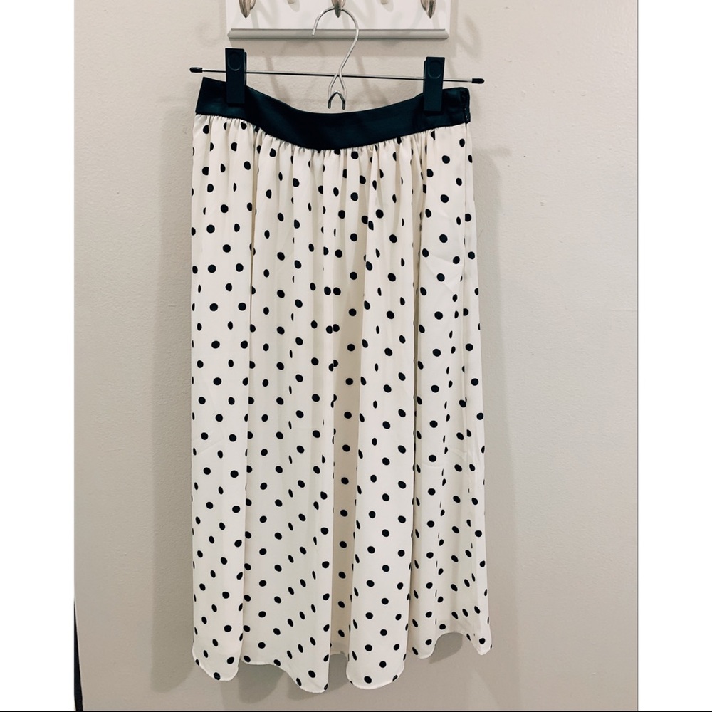 Polka Dot, Leather Trimmed Skirt